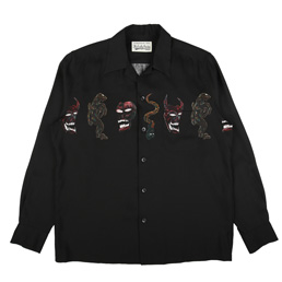 Wacko Maria 'Monster' Open Collar Shirt - Black