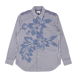 Ganryu Striped Pattern Shirt White/ Blue